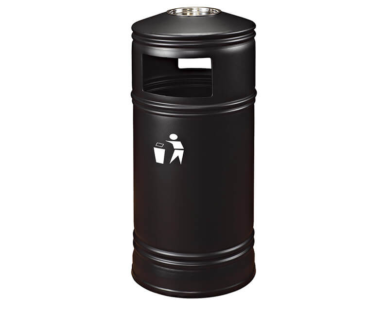 Green steel litter bin