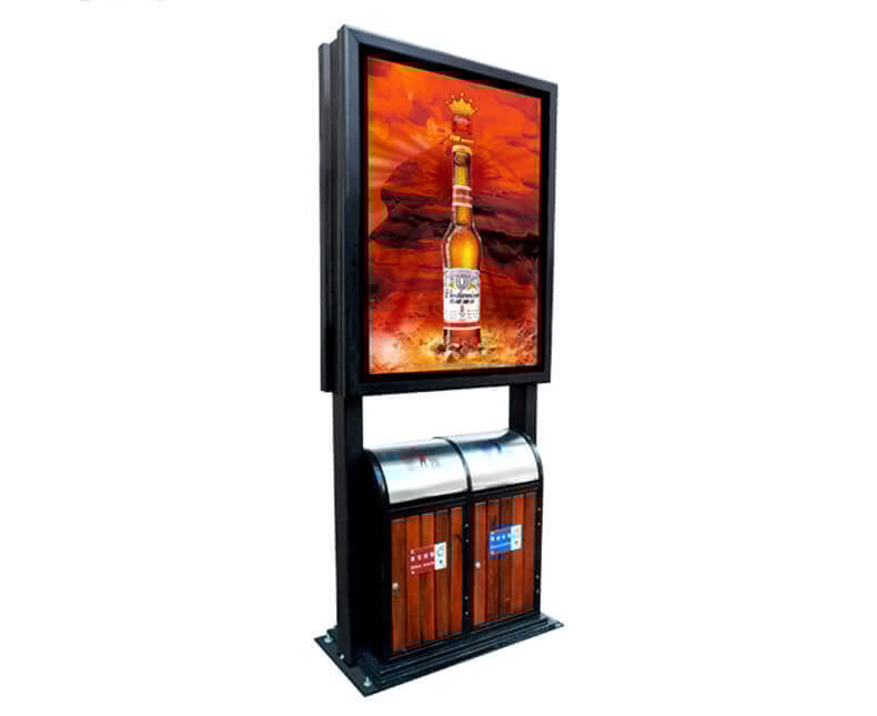 Stainless steel advertising trash bin