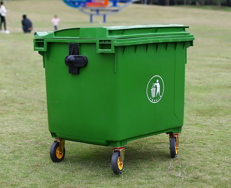 1100 liter plastic foot pedal garbage trolley