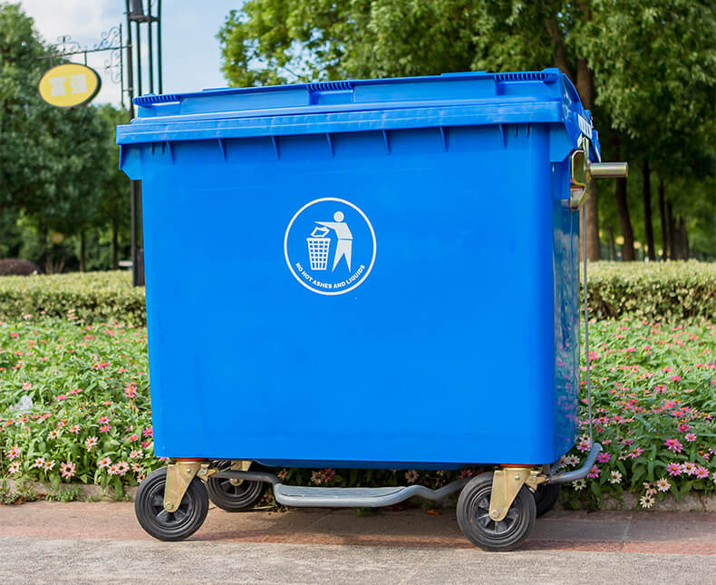 1100 liter plastic foot pedal garbage trolley