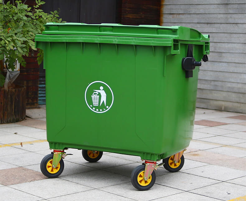 1100 liter plastic foot pedal garbage trolley