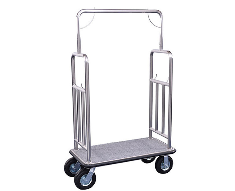 Stainless steel hotel luggage trolley