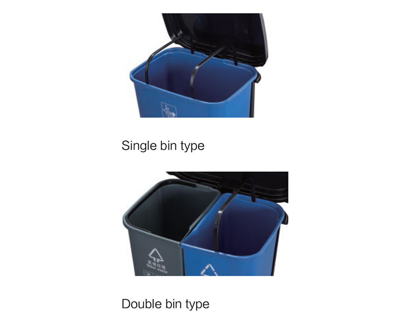 Pedal trash bin for different waste collection