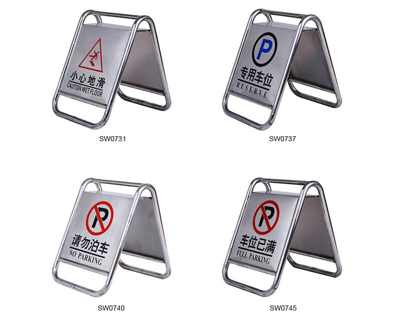 Stainless steel warning sign