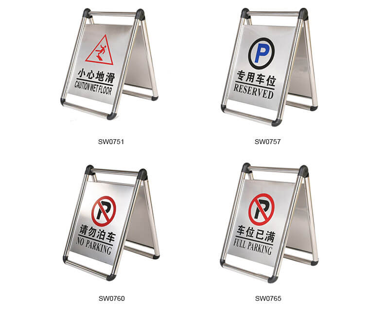 Stainless steel folding warning sign